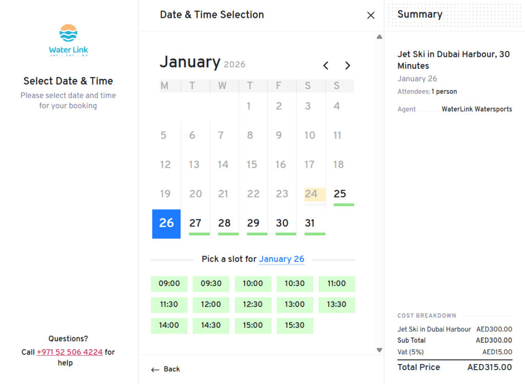 Date & Time Selection